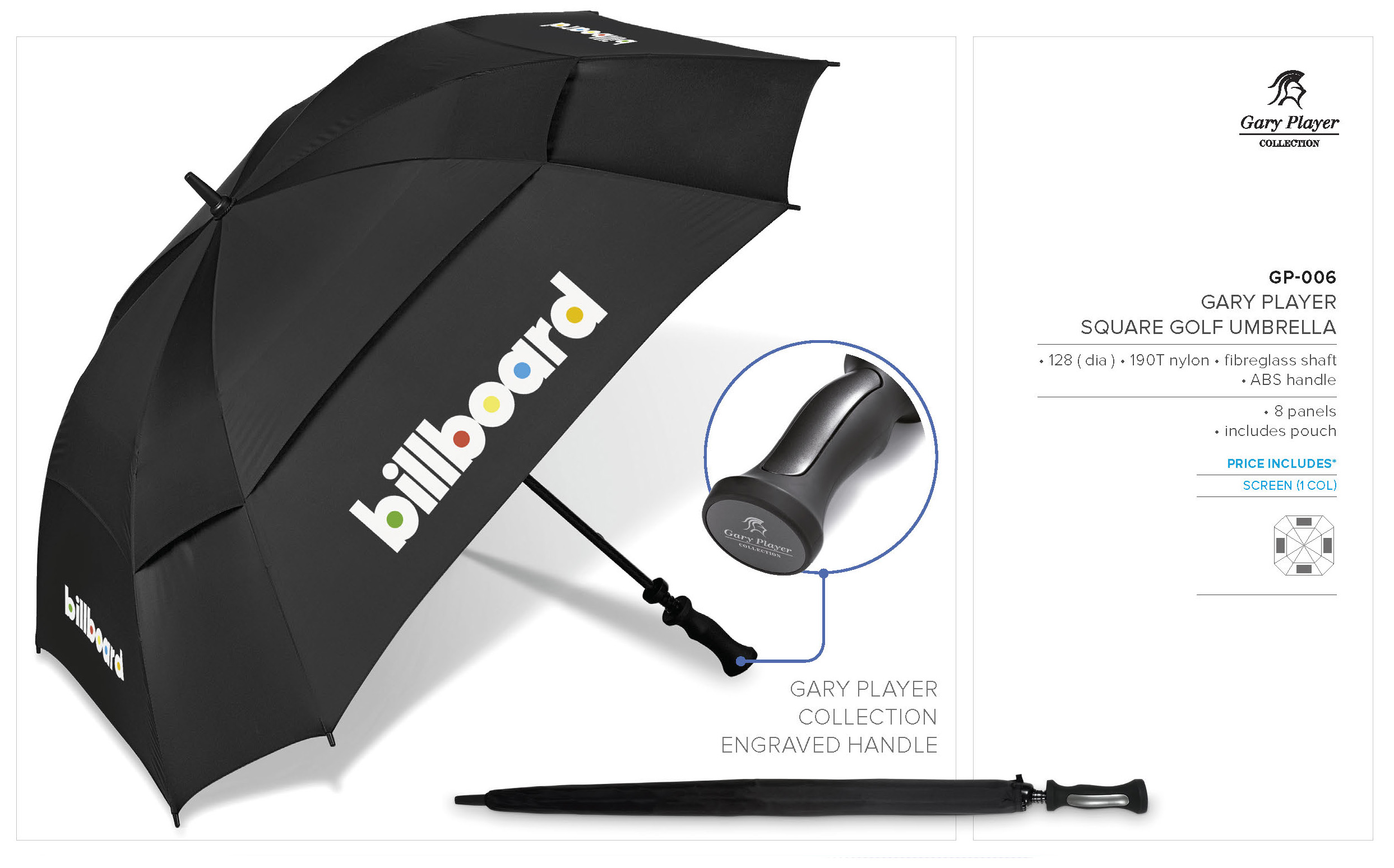 GP-006 - Gary Player Square Golf Umbrella - Catalogue Image